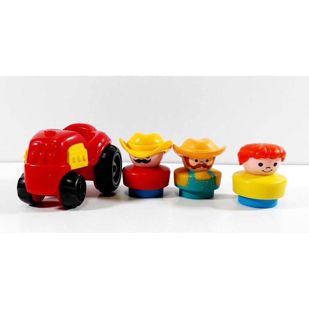 Fisher-Price 1995 Red Farm Tractor 2 Farmers & Lady